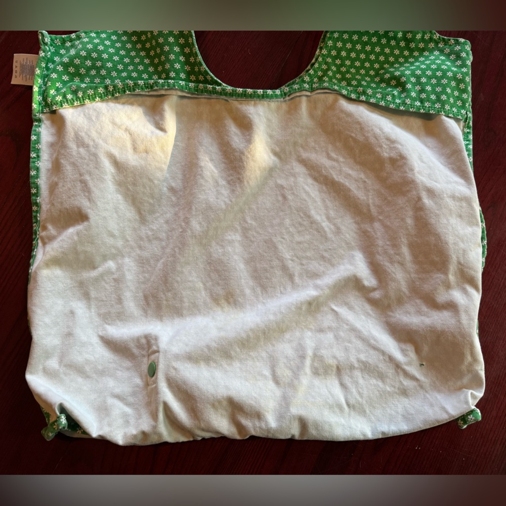 Chic Green with White Flowers Cotton Tote Bag, Land’s End - Picture 10 of 16